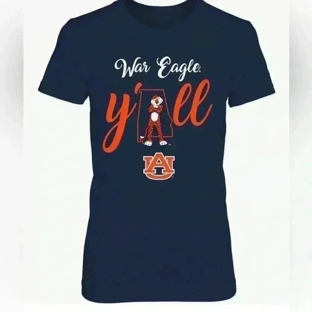 FanPrint Auburn Tigers T-Shirt - Y'All‎ Mascot State Map
